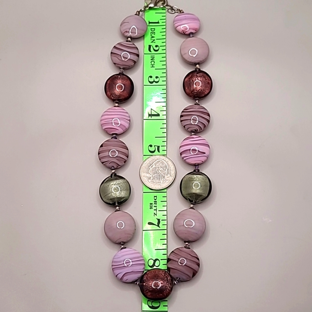 Women's Purple, Pink, and Silver Beaded Necklace - Picture 5 of 5